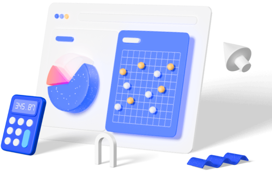 panel with calculator and some graphs